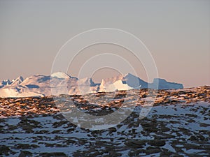 antarctica ice icebergs sea snow winter day