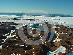 antarctica, mountain stone ice icebergs sea snow winter day