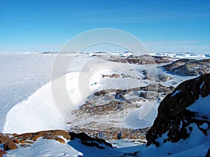 antarctica, mountain stone ice icebergs sea snow winter day