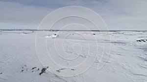 Antarctica snow covered surface aerial