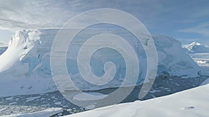 Antarctica tabular iceberg aerial drone view