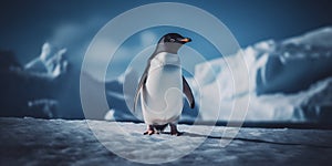 Antarctica. Winter landscape with glaciers. Blocks of ice on the water in Antarctica. Beautiful winter snow background