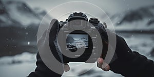 Antarctica. Winter landscape with glaciers. Blocks of ice on the water in Antarctica. Beautiful winter snow background