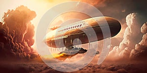 antastic airship soaring through the clouds, powered by steam and magic. Generative AI