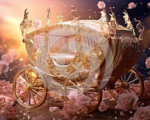 antasy gold carriage of a in or a princess background.
