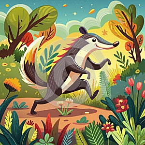 Anteater rodent joyless runs garden notebook vector photo