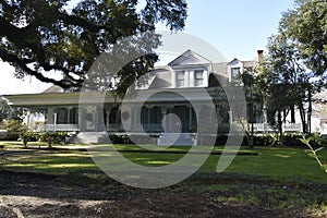 Antebellum Home in Louisiana against a blue sky