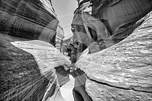 Antelope Canyon, Arizona - USA. Exterior view of rocks under a blue summer sky