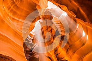 Antelope Canyon in the Navajo Reservation Page Northern Arizona. Famous slot canyon. Multicolored texture.