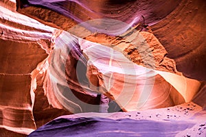 Antelope Canyon in the Navajo Reservation Page Northern Arizona, USA. Famous slot canyon.