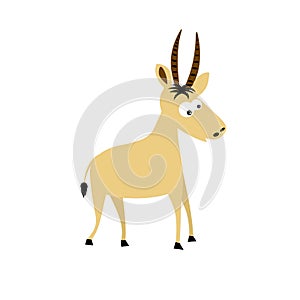 antelope in 2d cartoon style. flat isolated vector