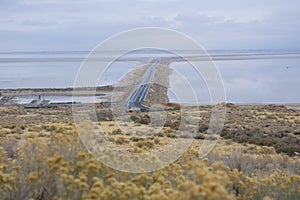 Antelope Island Causeway over Great Salt Lake