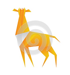 Antelope origami in polygonal style. Triangle vector illustration of animal for use as a print on t-shirt and poster