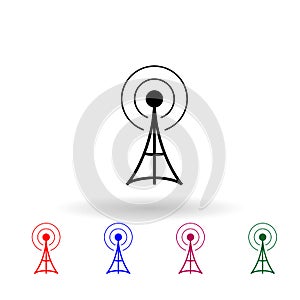 Antena multi color icon. Simple glyph, flat vector of media icons for ui and ux, website or mobile application