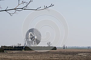 Antenna in the astronomical observatory. Space observation devices in a science center.