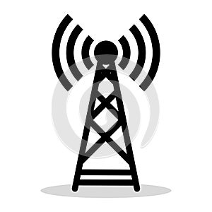 antenna Broadcasting on white background. Antenna tower icon in flat style