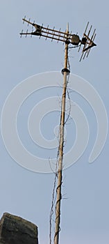 Antenna on the clear blue sky high teknologi photo