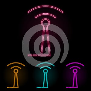 antenna color neon set. Simple thin line, outline vector of drones icons for ui and ux, website or mobile application