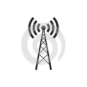 Antenna icon isolated. Radio antenna wireless. Technology and network signal radio antenna. Flat design