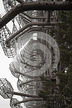 An antenna of an old Soviet over-the-horizon radar station called \