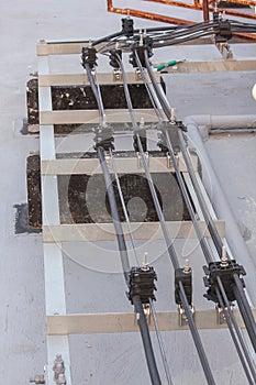 Antenna signal cable installed on the cement floor