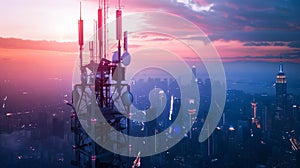 Antenna telecommunication tower station, internet online wireless network