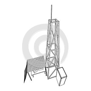 Antenna. Telecommunications transmitter radio tower. Communications concept