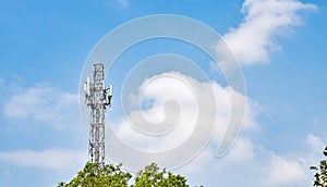 Antenna tower with blue sky