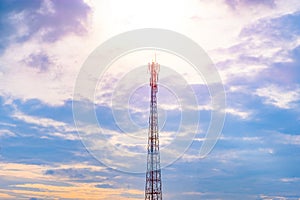 Antenna tower building with the blue sky and cloud