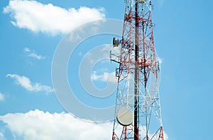 Antenna tower with cloud sky