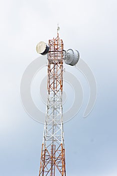 Antenna tower of communication on sky background.