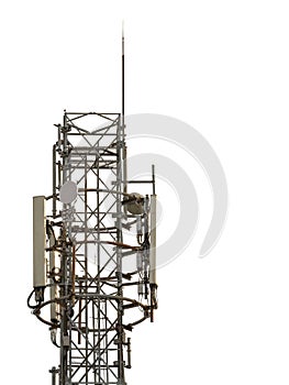 Antenna tower, electronic device for send and receive internet or television signal infomation, white background