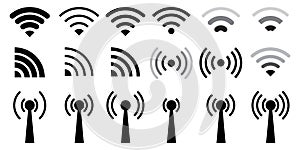 antenna wifi network. Contact icon set. Phone icon vector. Internet broadcast. Vector illustration. Stock image.