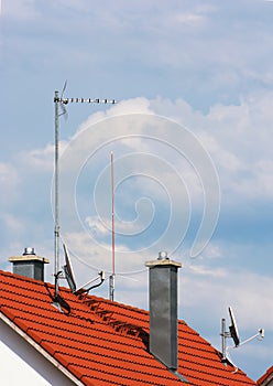 Antennas and chimneys on the roof