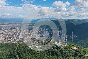 Antennas on the 20 de Febrero hill in the city of Salta Argentina photo