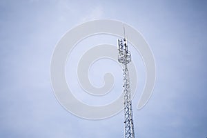 Antennas, radio towers and satellites. communication technology. telecommunication industry mobile network or telecommunication 5g