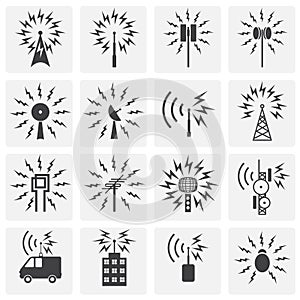 Antennas related icons set on background for graphic and web design. Simple illustration. Internet concept symbol for