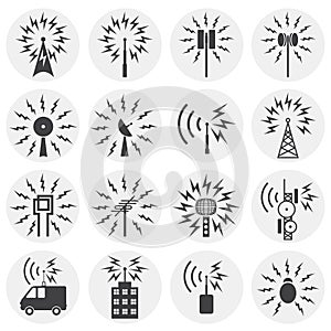 Antennas related icons set on background for graphic and web design. Simple illustration. Internet concept symbol for