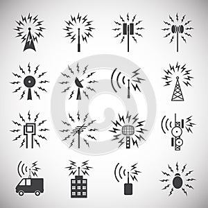 Antennas related icons set on background for graphic and web design. Simple illustration. Internet concept symbol for