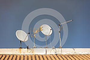 Antennas on the roof of  house