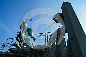 Antennas of Russian military mobile communications station, satellite antennas for Internet broadcasting and signal