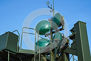 Antennas of Russian military mobile communications station, satellite antennas for Internet broadcasting and signal