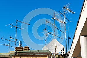 Antennas of satellite and analog television