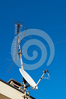 Antennas of satellite and analog television