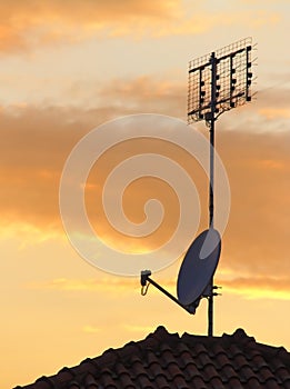 Antennas at sunset
