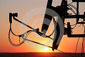 Antennas at sunset. Telecommunications photo