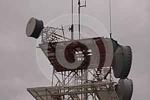 Antennas on the top of the communications tower