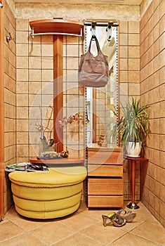 Anteroom interior in warm tones with hallstand photo