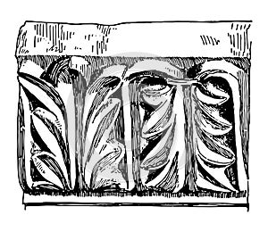 Anthemion or Acanthus Byzantium vintage engraving