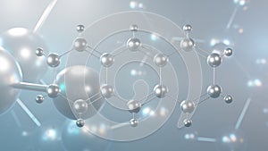 anthracene molecular structure, 3d model molecule, polycyclic aromatic hydrocarbon, structural chemical formula view from a